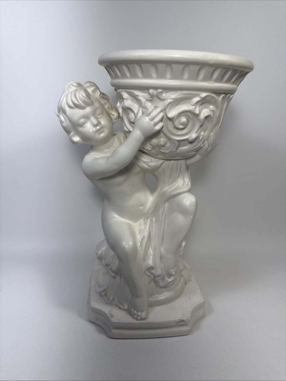 Tilso Japan Vintage Cherub Planter White Ceramic Statue~ Home Decor